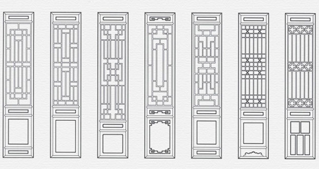 普定常用中式仿古花窗图案隔断设计图